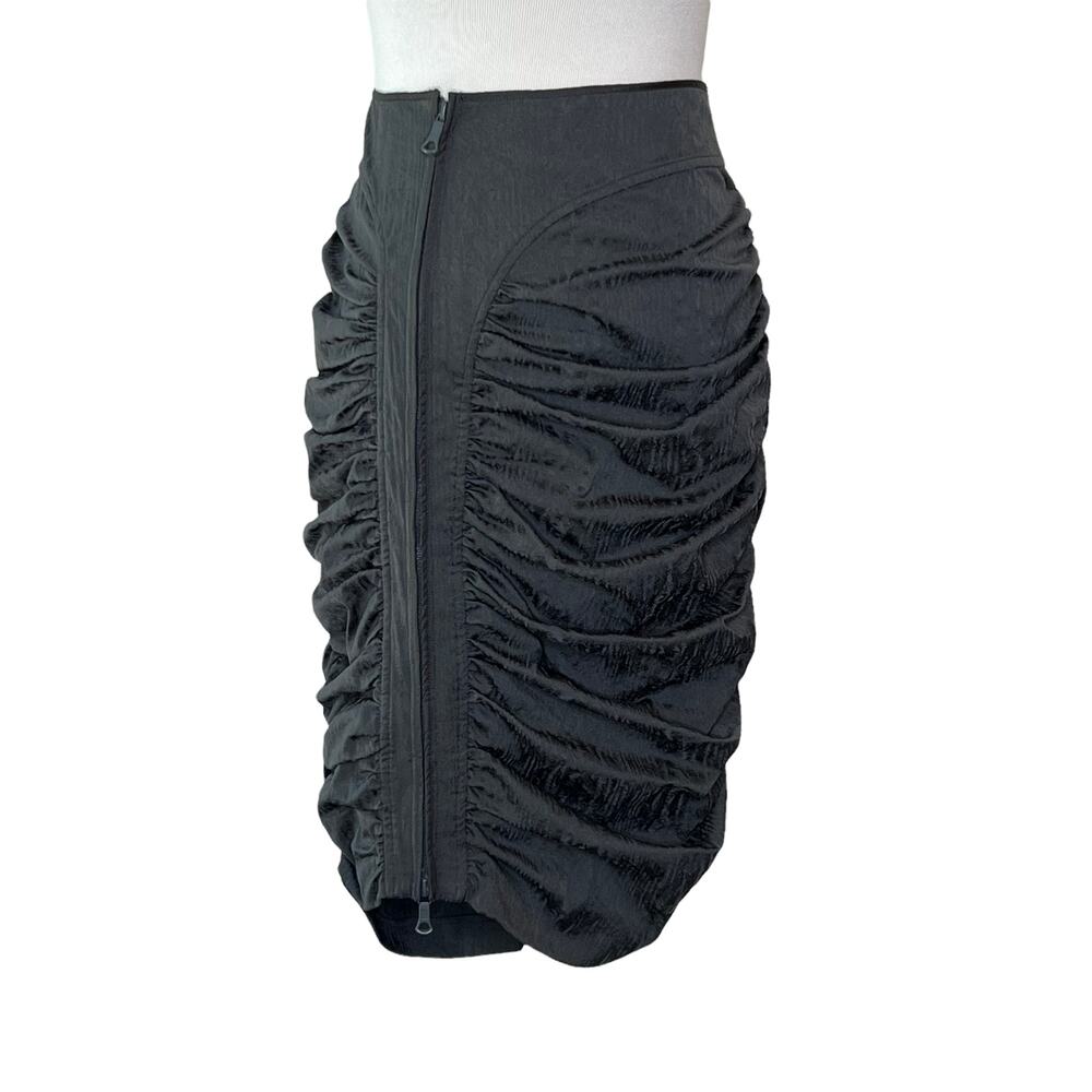 Vera Wang Vintage Gray / Silver Rouched Zipper Asymmetrical Skirt 6